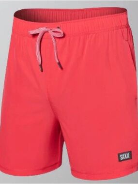 Saxx Coral Pink Elastic-Waist Swim Shorts